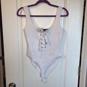White tie up bodysuit